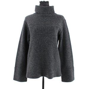 Fendi Vintage Grey Ribbed Knit Turtleneck Logo Pu… - image 1